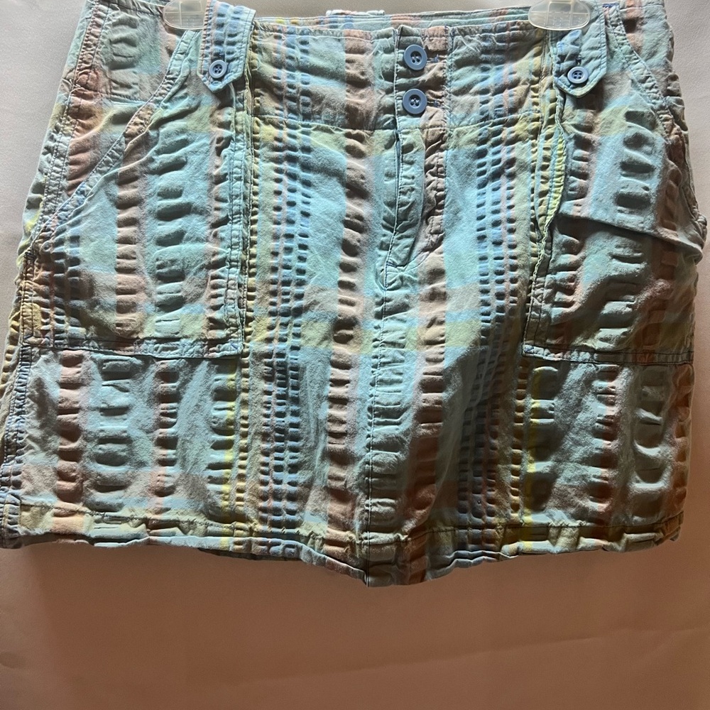 🍉Bamboo Traders Blue and greyStriped seersucker skort mini summer sport